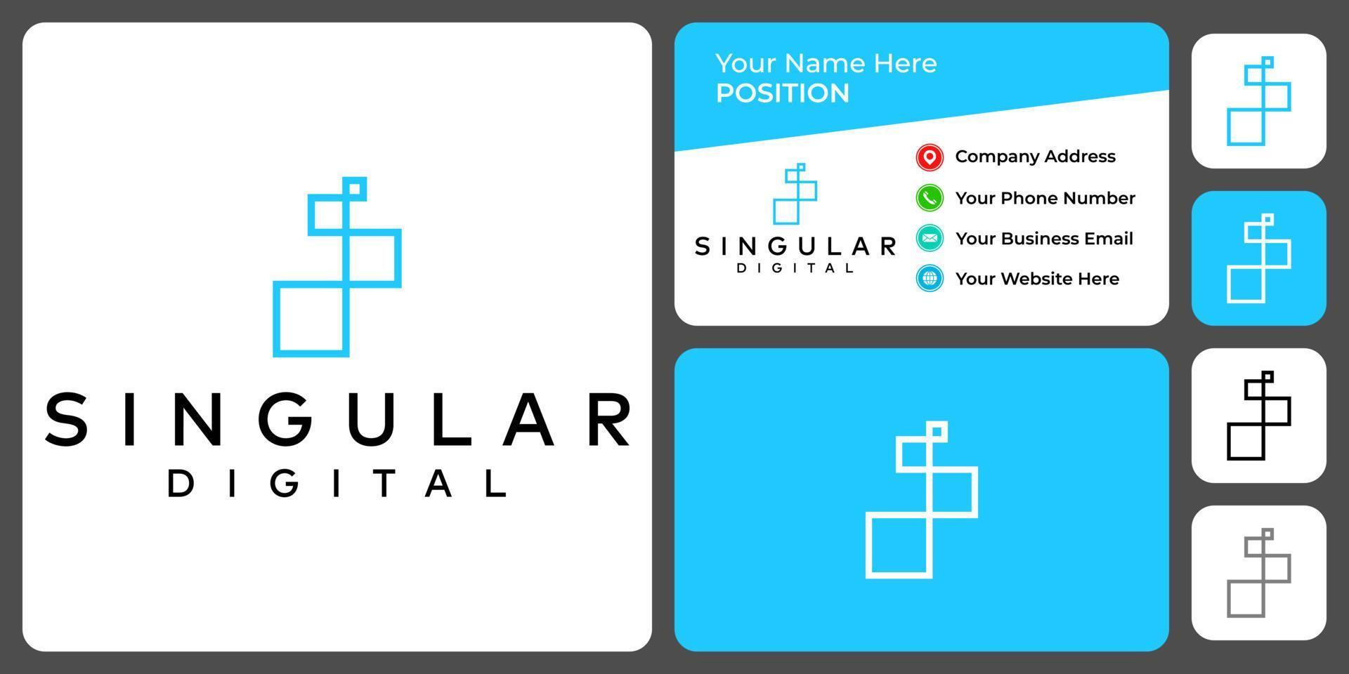 Letter S monogram digital logo design with business card template. vector