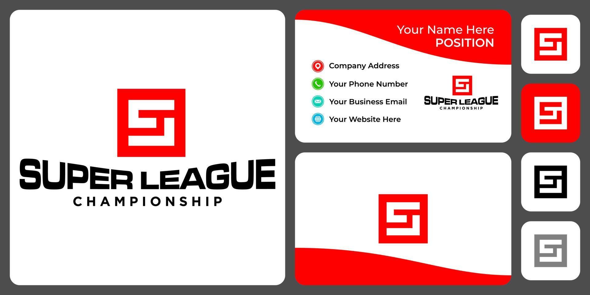 Letter S L monogram league logo design with business card template. vector