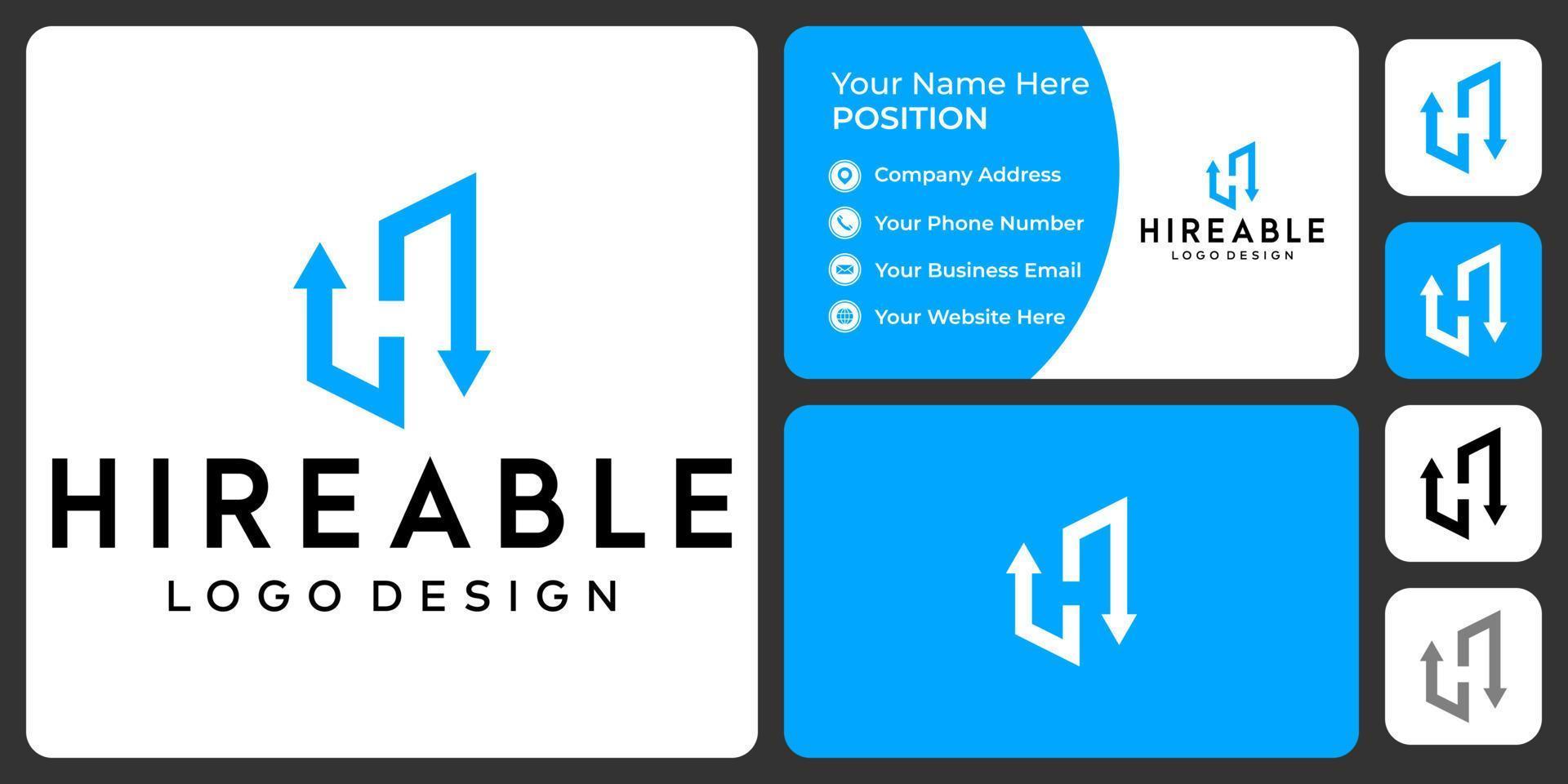 The letter H monogram changes the logo design with a business card template. vector