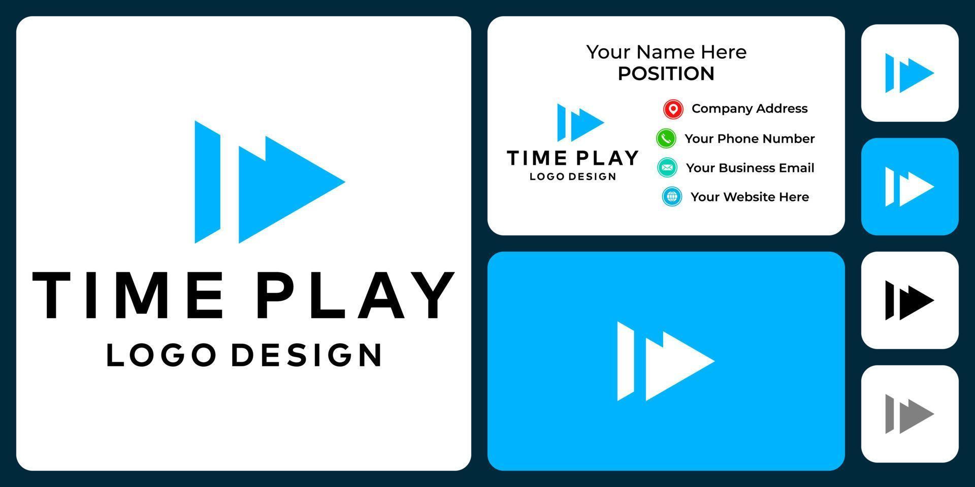 diseño de logotipo de video con monograma de letra t con plantilla de tarjeta de presentación. vector