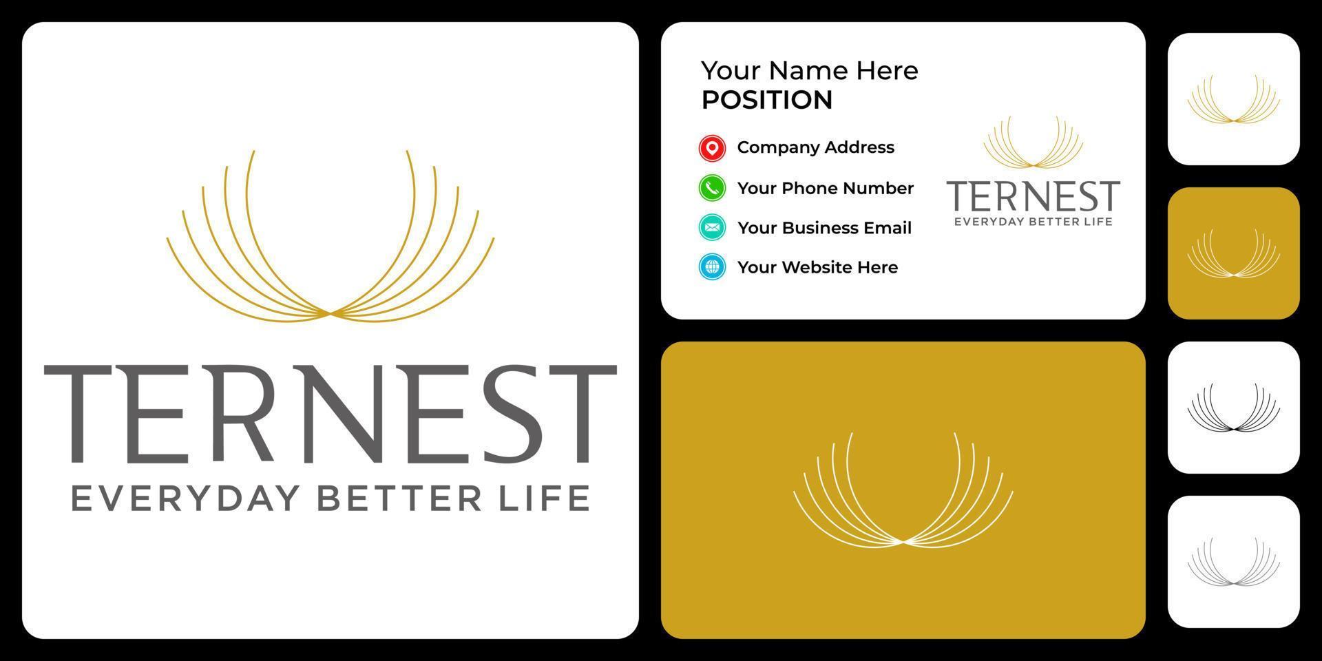 Natural bird's nest logo design with business card template. vector