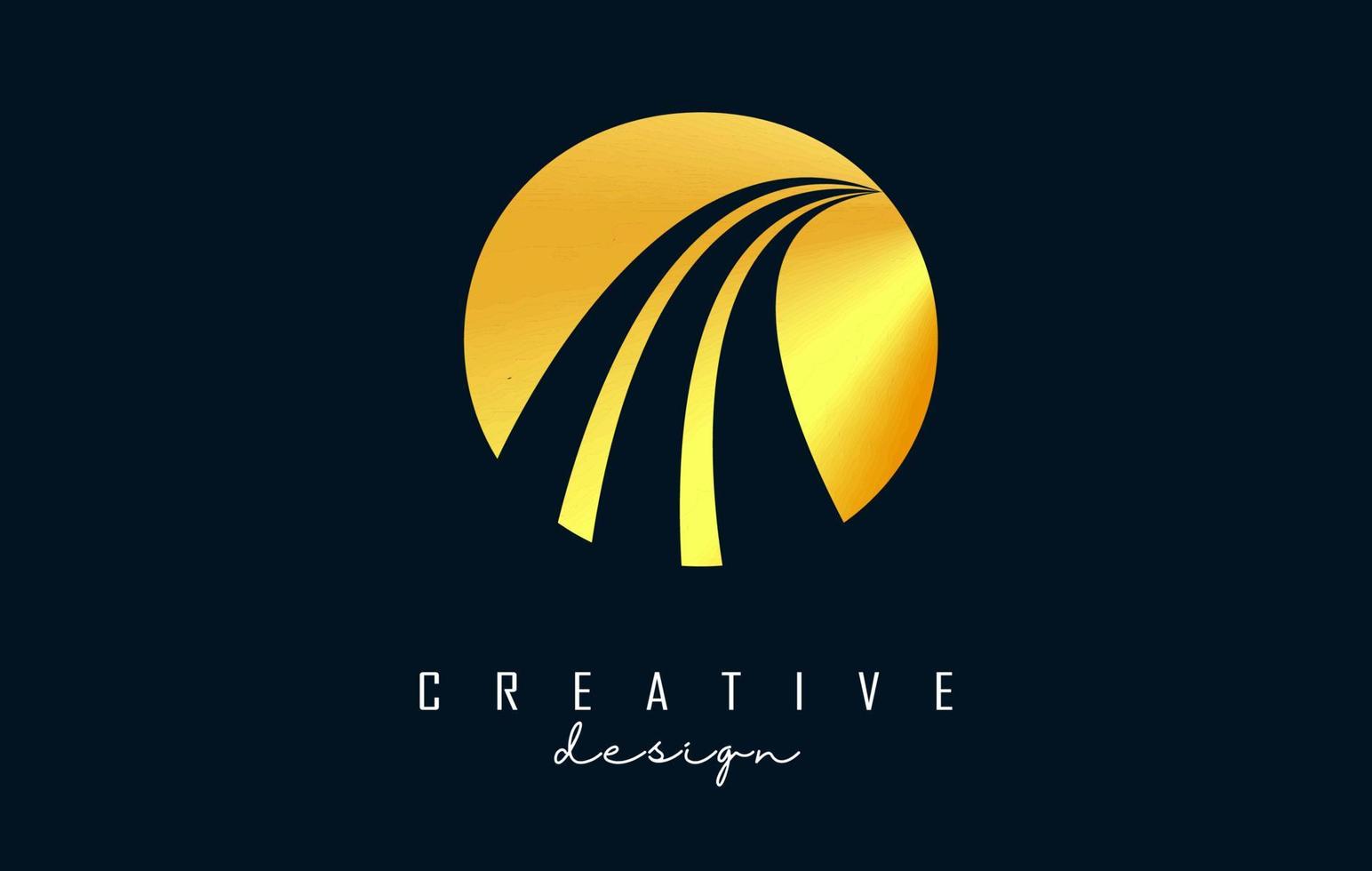 logotipo creativo de la letra dorada o con líneas principales y diseño de concepto de carretera. letra o con diseño geométrico. vector