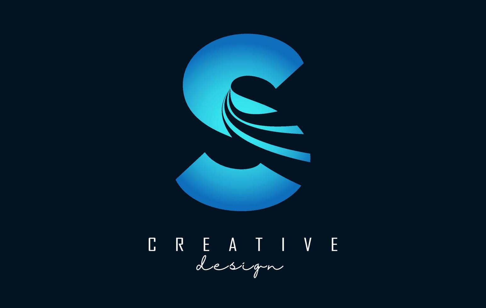 Creative letter S logo with leading lines and road concept design. Letter S with geometric design. vector