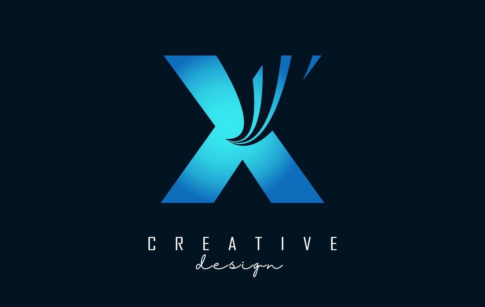 Creative letter X logo with leading lines and road concept design. Letter X with geometric design. vector