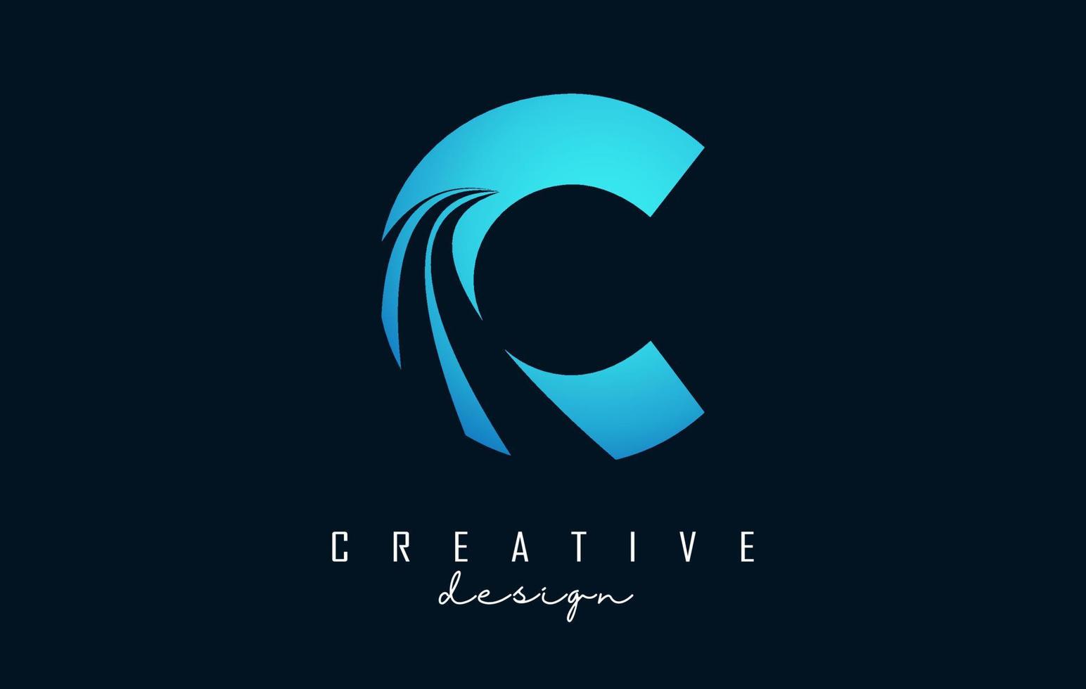 Creative letter C logo with leading lines and road concept design. Letter C with geometric design. vector