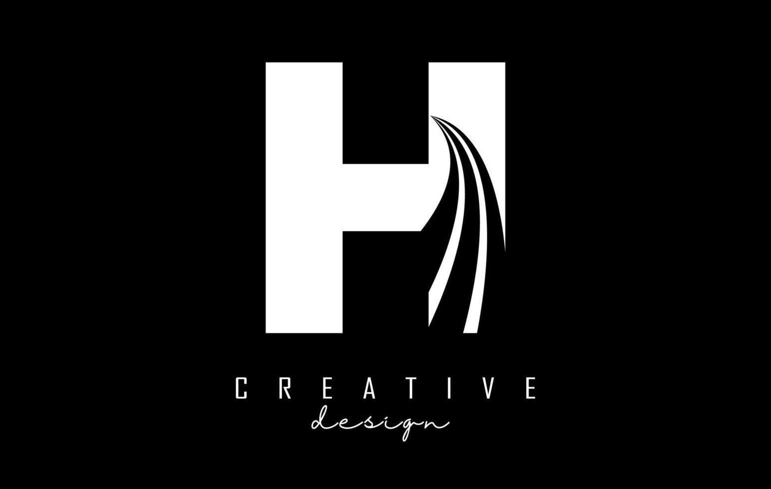 logotipo de letra h blanca con líneas principales y diseño de concepto de carretera. letra h con diseño geométrico. vector