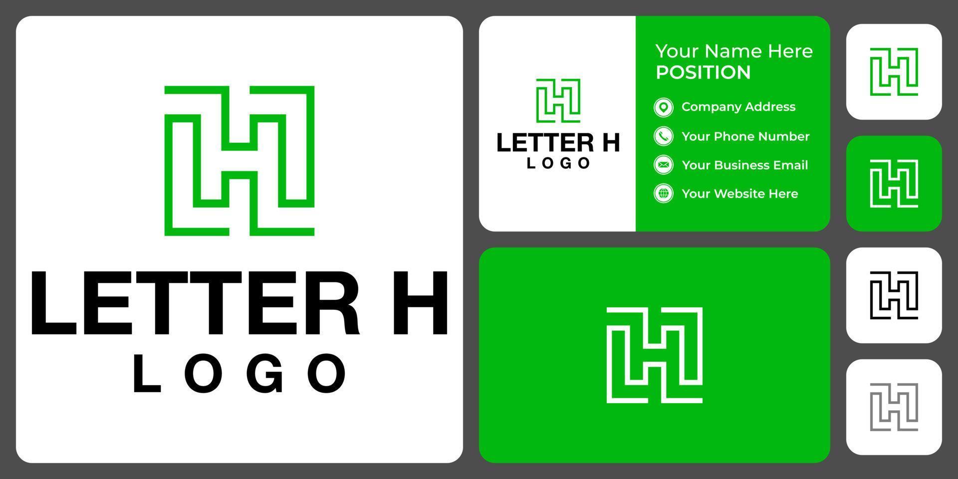 Letter H monogram business logo design with business card template. vector