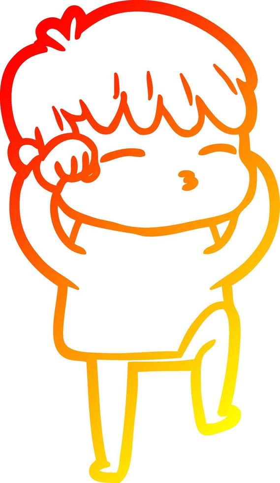 warm gradient line drawing cartoon curious boy vector