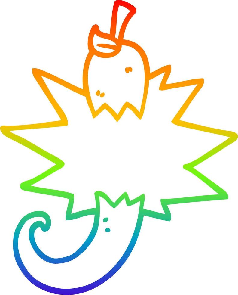 rainbow gradient line drawing cartoon red hot chili vector
