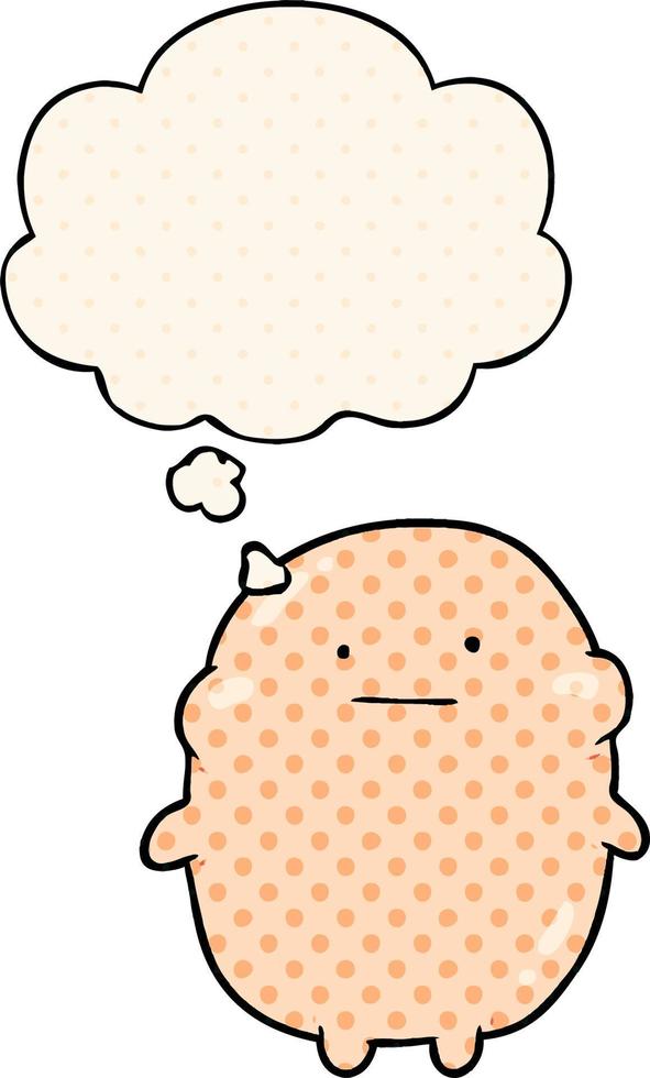 cartoon human and thought bubble in comic book style vector