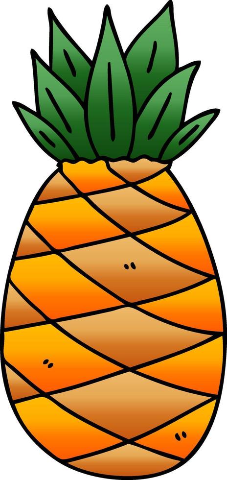 quirky gradient shaded cartoon pineapple vector