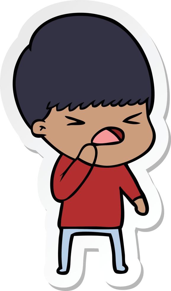 sticker of a cartoon stressed man vector
