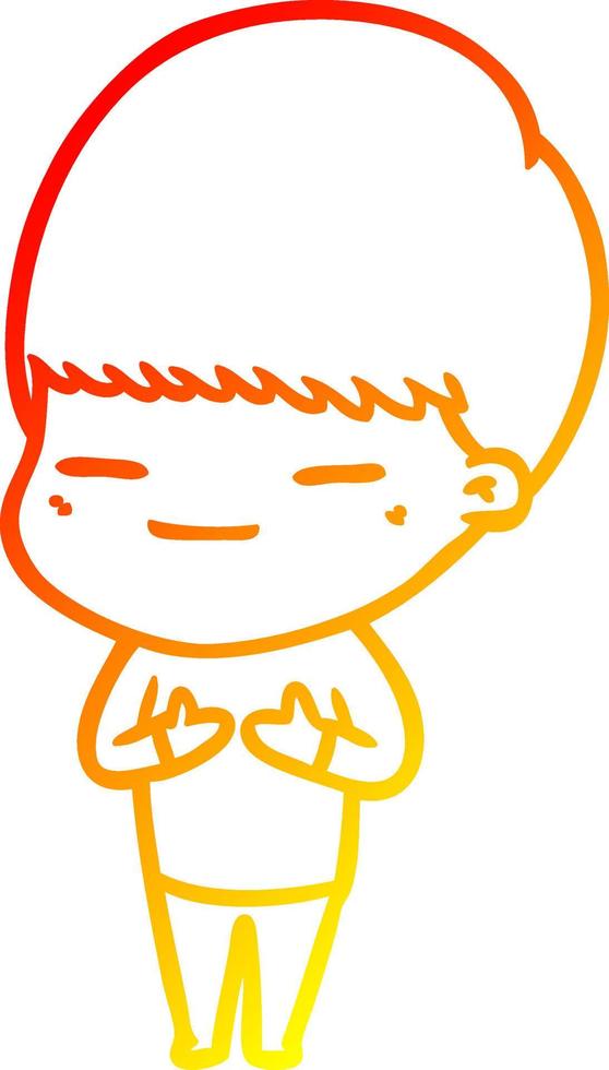 warm gradient line drawing cartoon smug boy vector