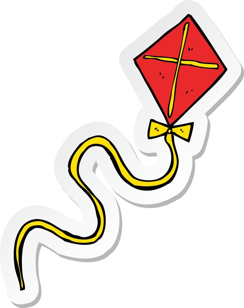 sticker of a cartoon flying kite vector