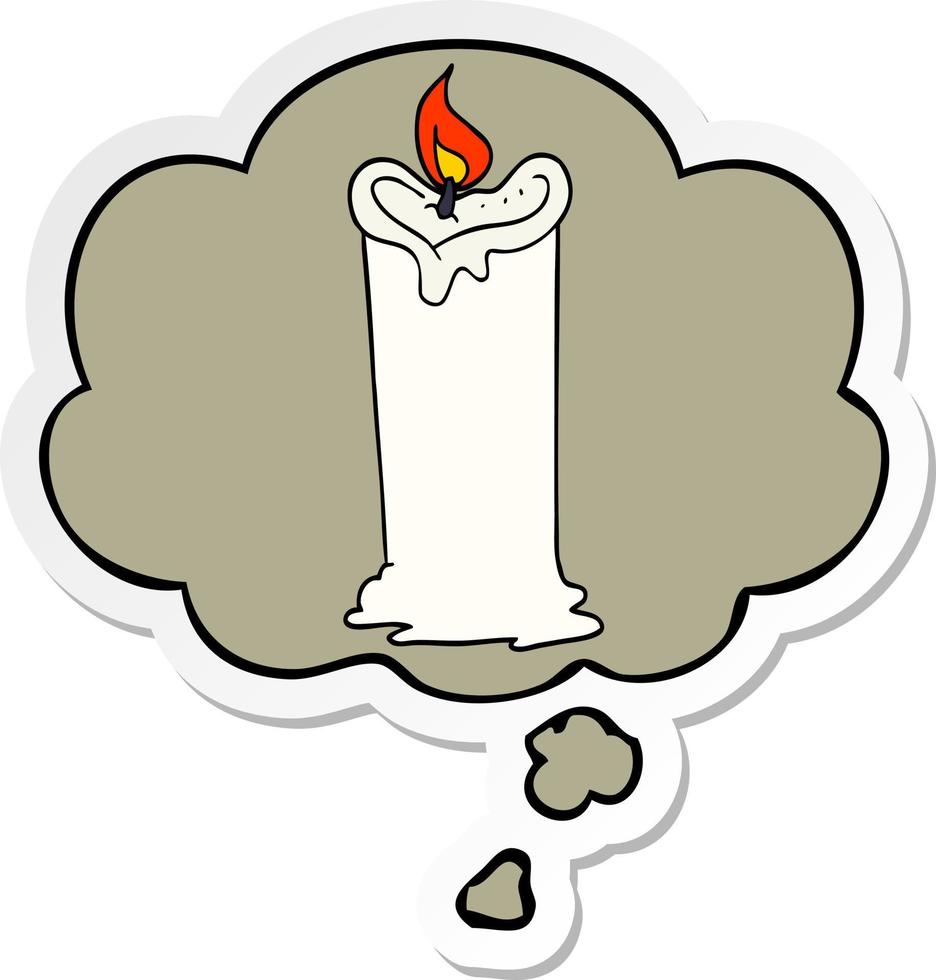 cartoon candle and thought bubble as a printed sticker vector