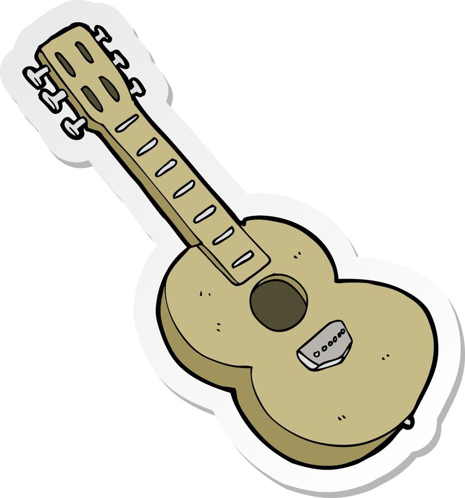 sticker of a cartoon guitar vector