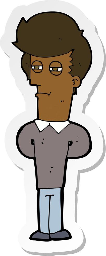 sticker of a cartoon jaded man vector