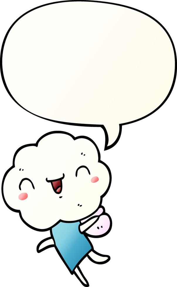 cute cartoon cloud head creature and speech bubble in smooth gradient style  8636604 Vector Art at Vecteezy