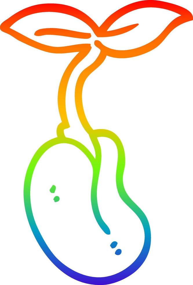 rainbow gradient line drawing cartoon seedling vector