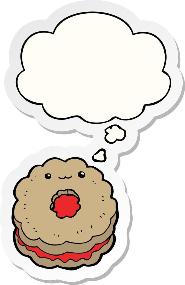 cartoon biscuit and thought bubble as a printed sticker vector