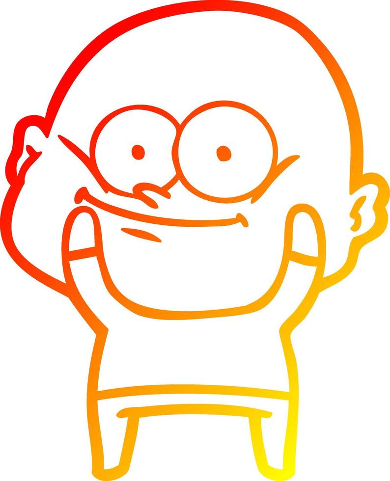 warm gradient line drawing cartoon bald man staring vector