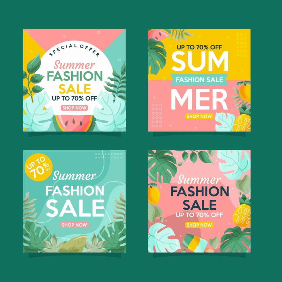 Summer Fashion Sale Social Media Post Collection vector