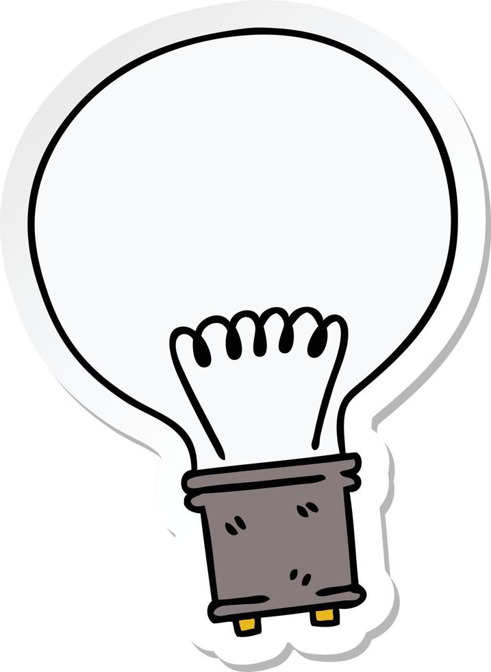 sticker of a quirky hand drawn cartoon light bulb vector