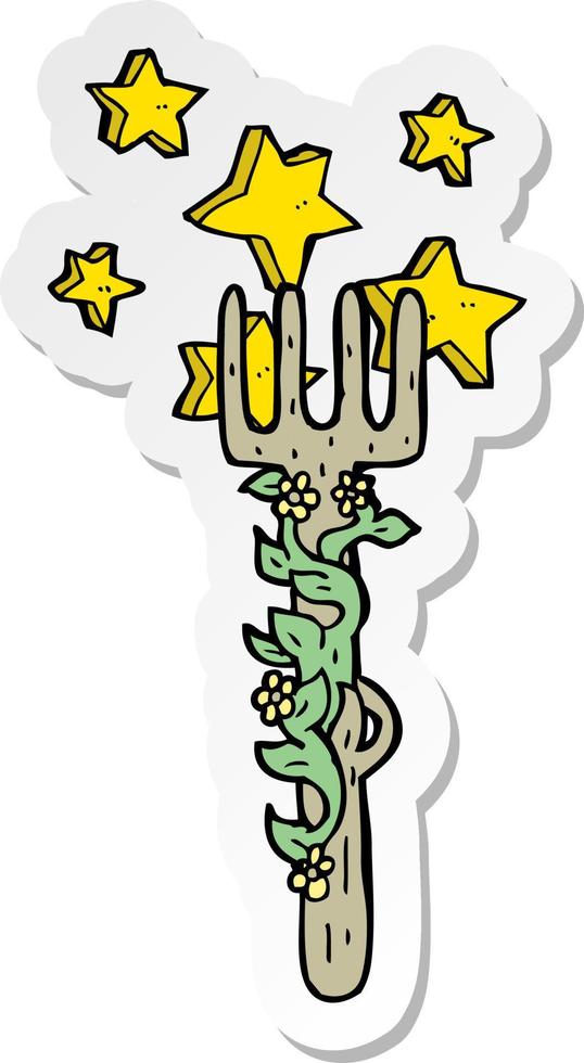 sticker of a cartoon ornate wooden fork vector