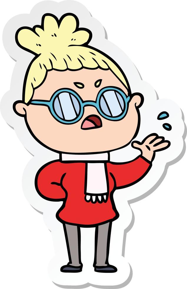 sticker of a cartoon annoyed woman vector