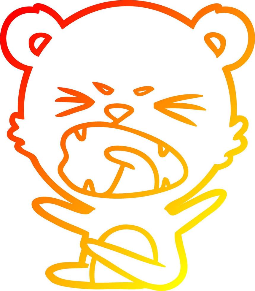 warm gradient line drawing angry cartoon bear vector