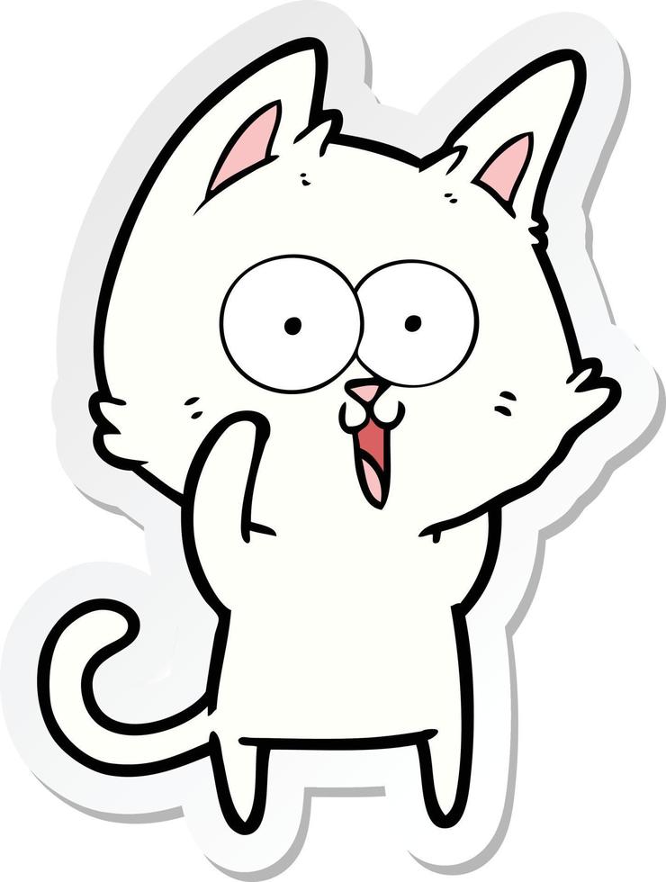 sticker of a funny cartoon cat vector