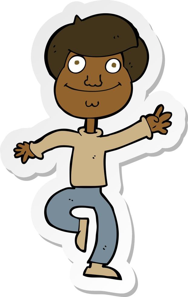 sticker of a cartoon dancing man vector