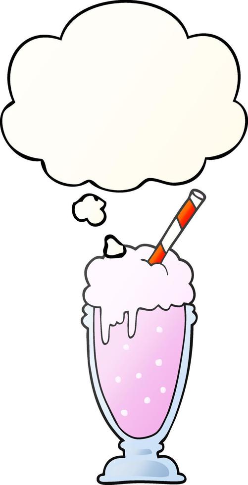 cartoon milkshake and thought bubble in smooth gradient style vector