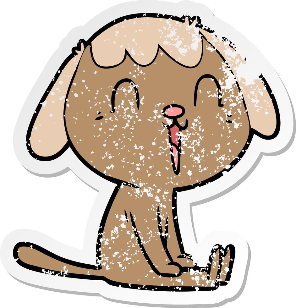 distressed sticker of a cute cartoon dog vector