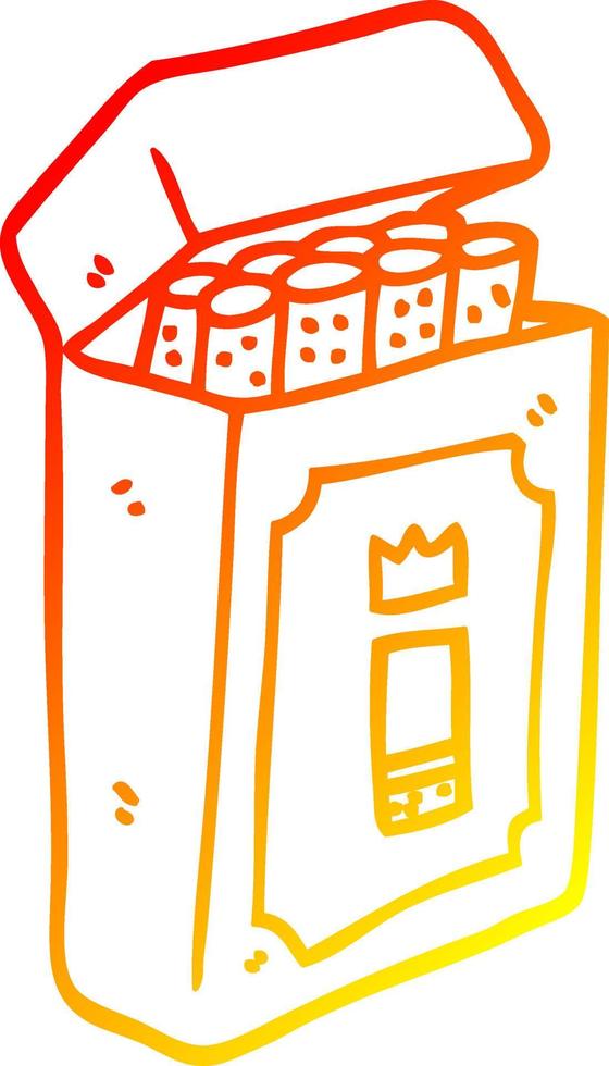 warm gradient line drawing cartoon pack of cigarettes vector
