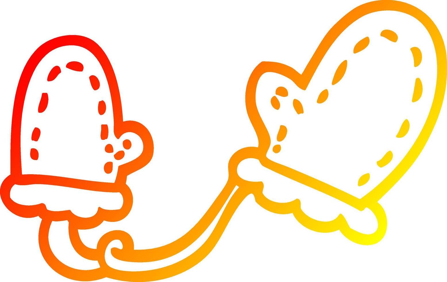 warm gradient line drawing cartoon mittens vector