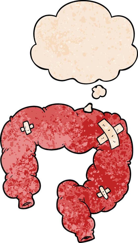 cartoon colon and thought bubble in grunge texture pattern style vector