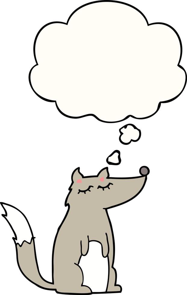 cartoon wolf and thought bubble vector