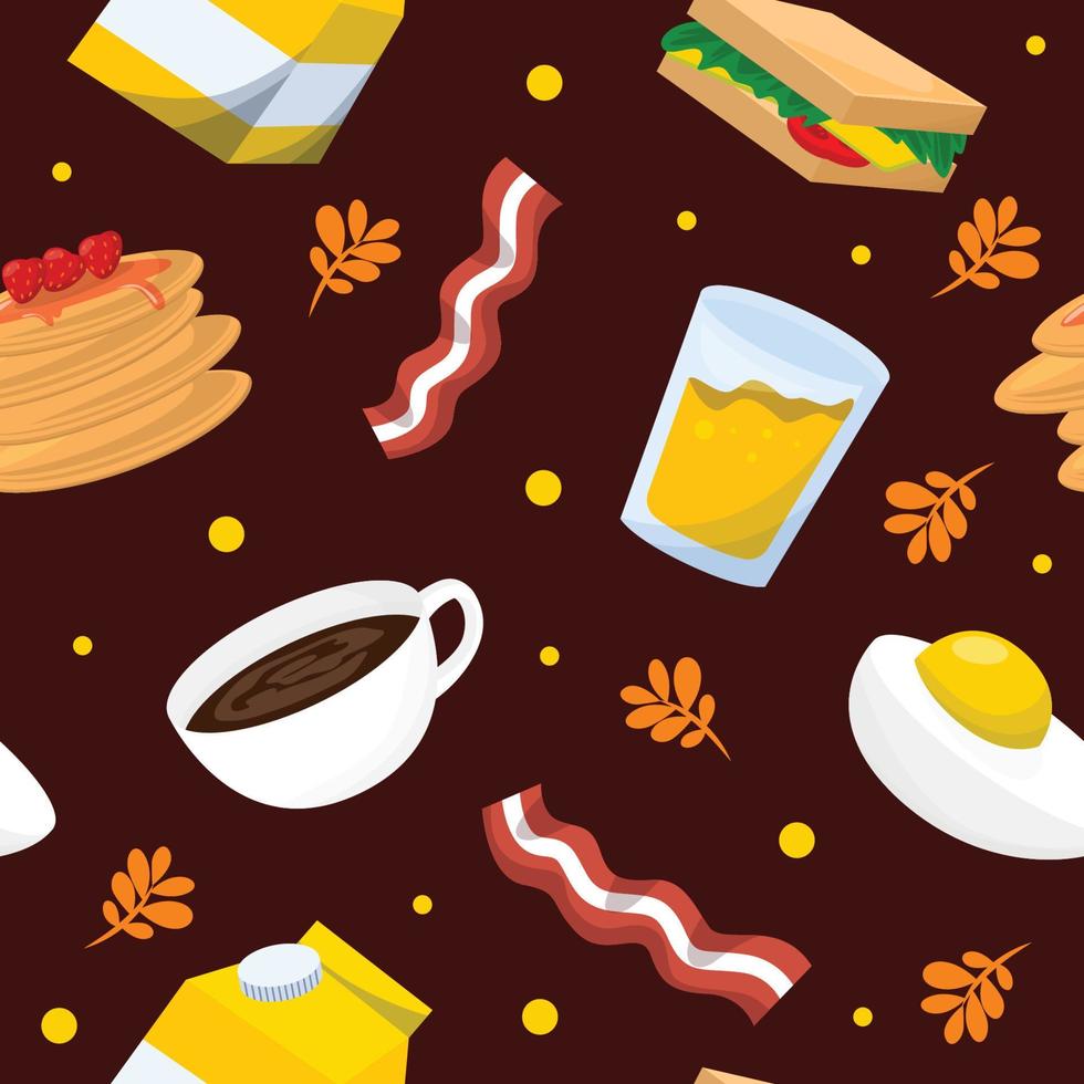 Seamless Pattern Background Coffee And Sandwich vector