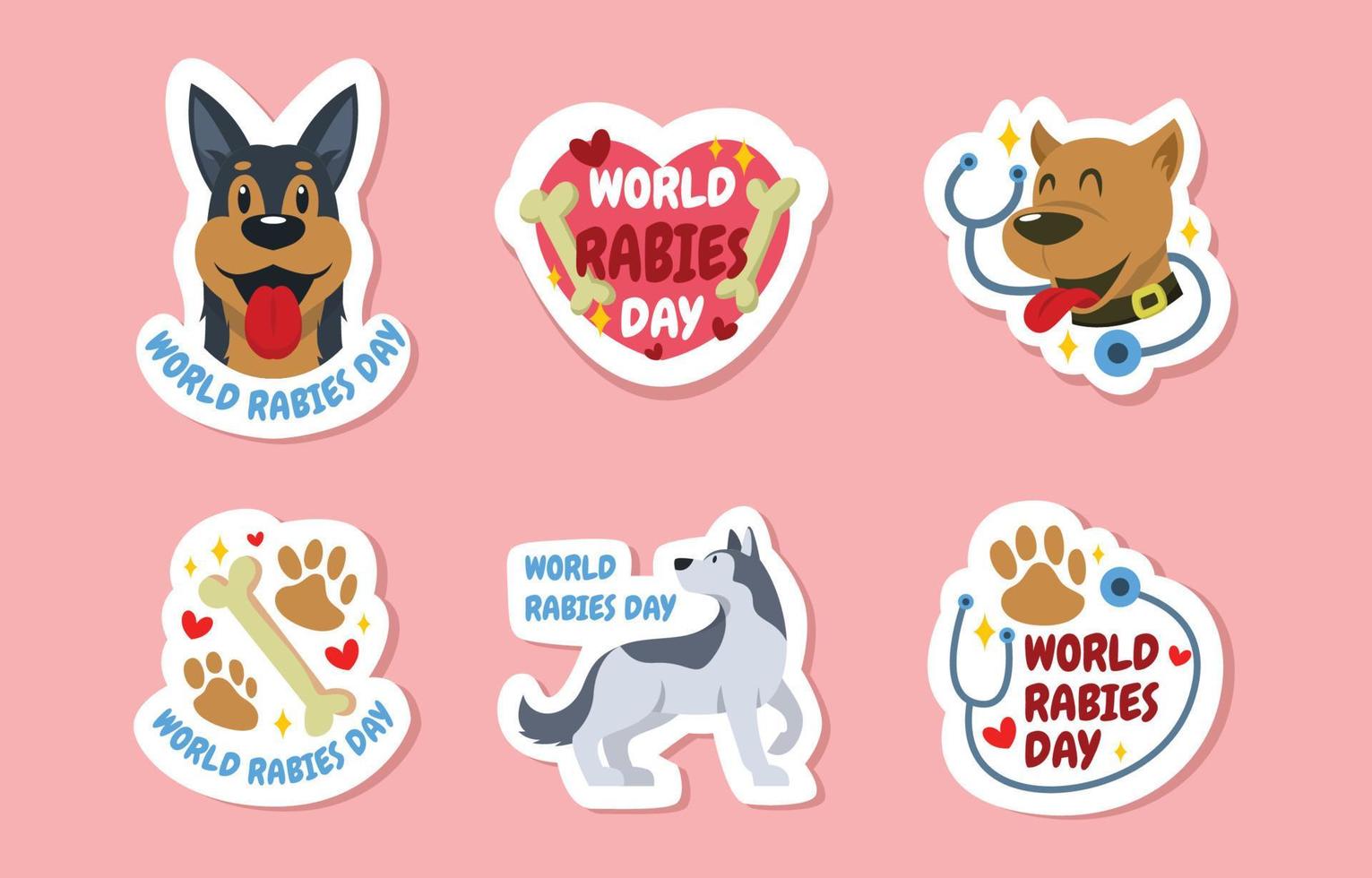 World Rabies Day Sticker Set vector