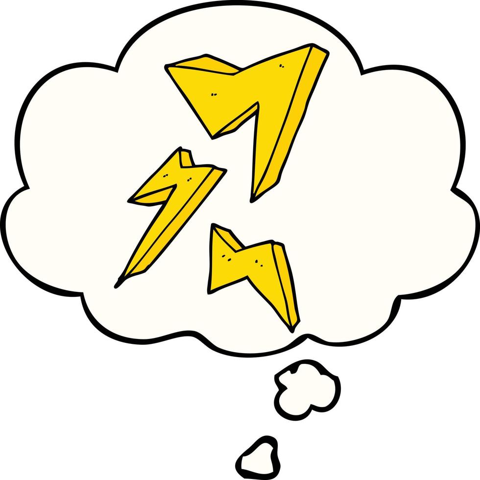 cartoon lightning bolt and thought bubble vector