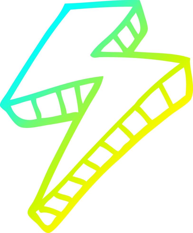 cold gradient line drawing cartoon lightening bolt vector