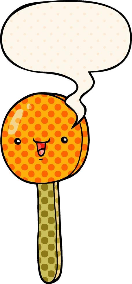 cartoon lollipop and speech bubble in comic book style vector