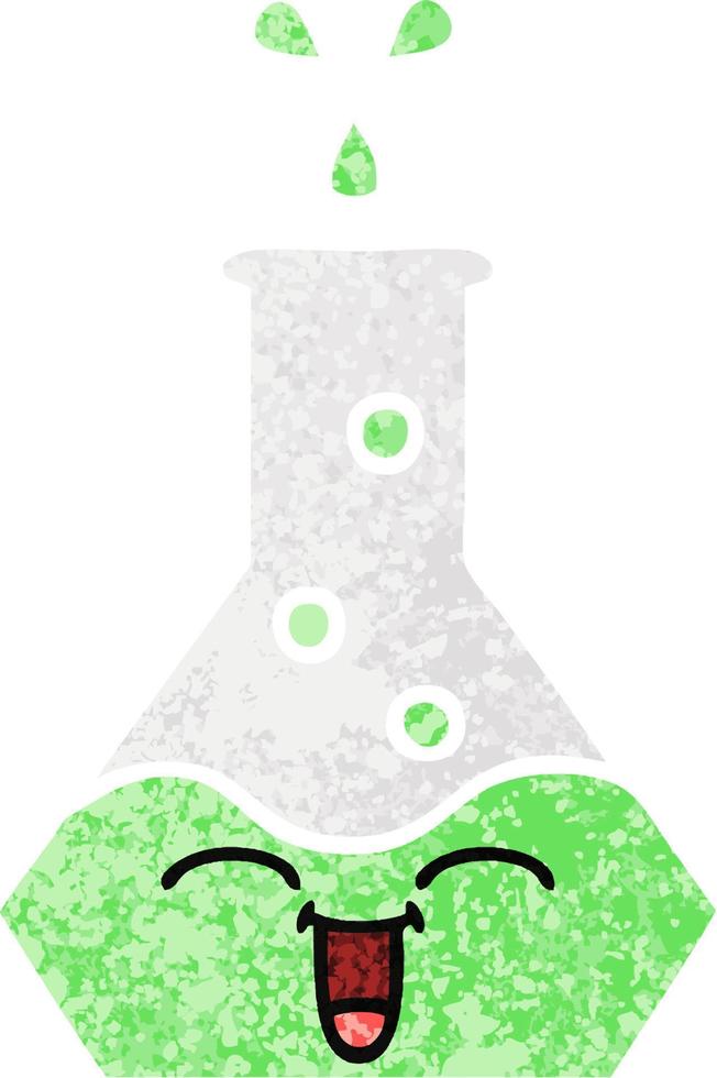 retro illustration style cartoon science beaker vector