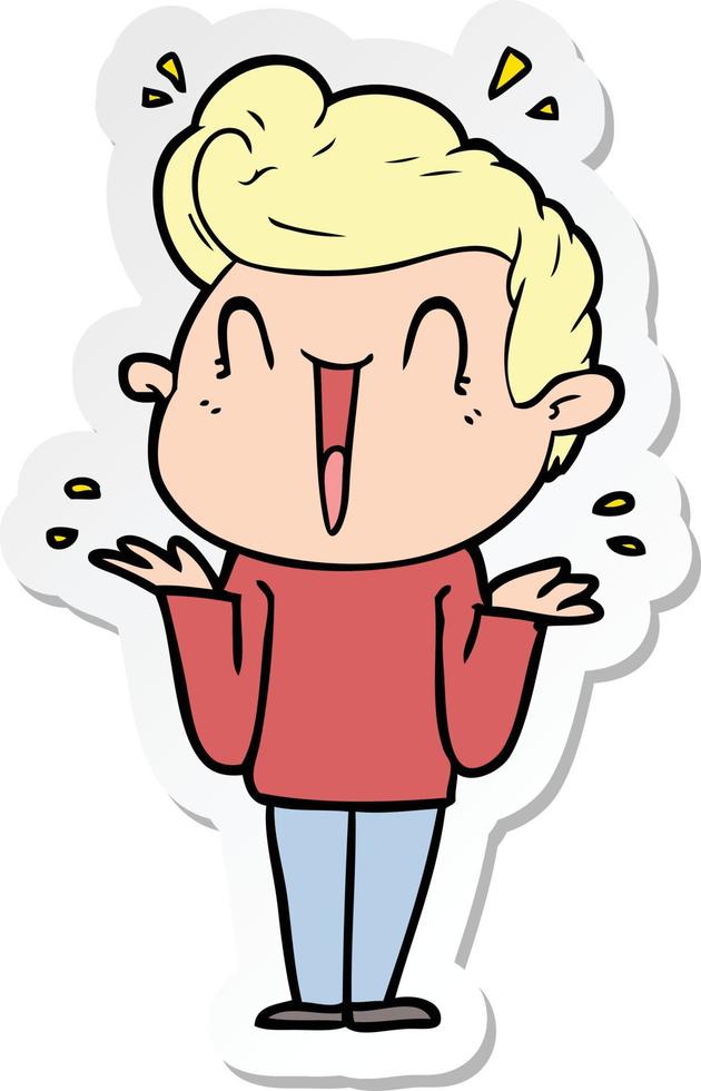 sticker of a cartoon excited man vector