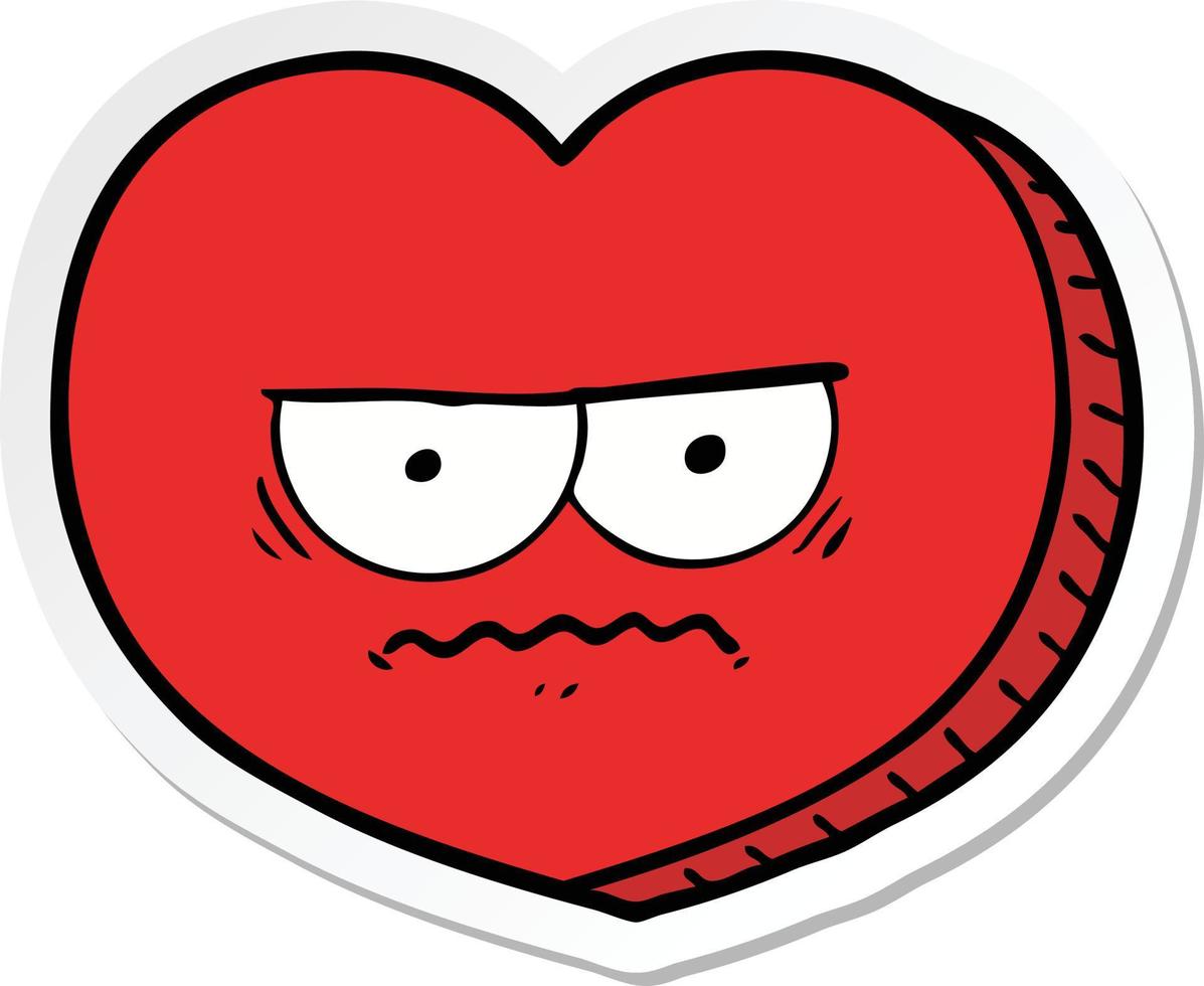 sticker of a cartoon angry heart vector