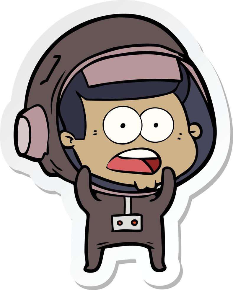 sticker of a cartoon surprised astronaut vector