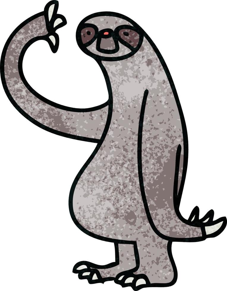 quirky hand drawn cartoon sloth vector