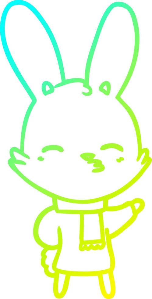 cold gradient line drawing curious bunny cartoon vector
