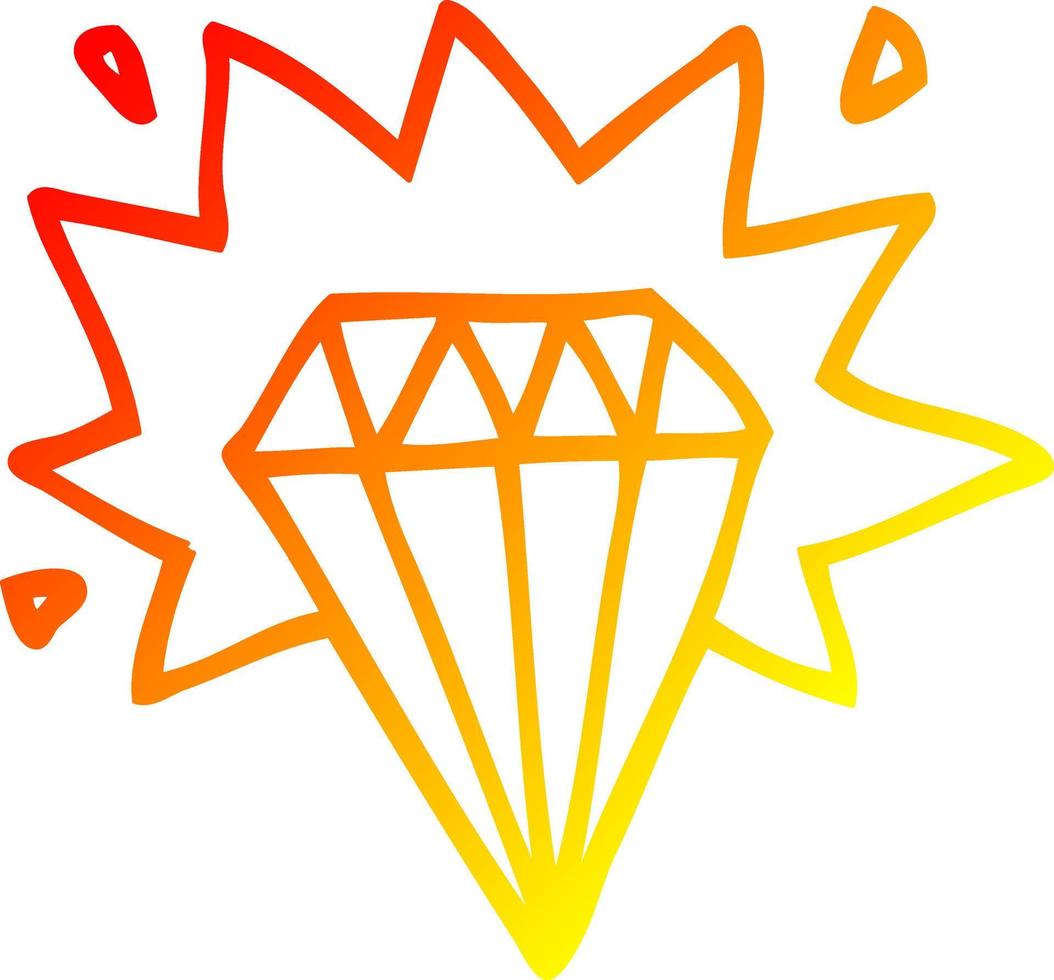 warm gradient line drawing cartoon tattoo diamond vector